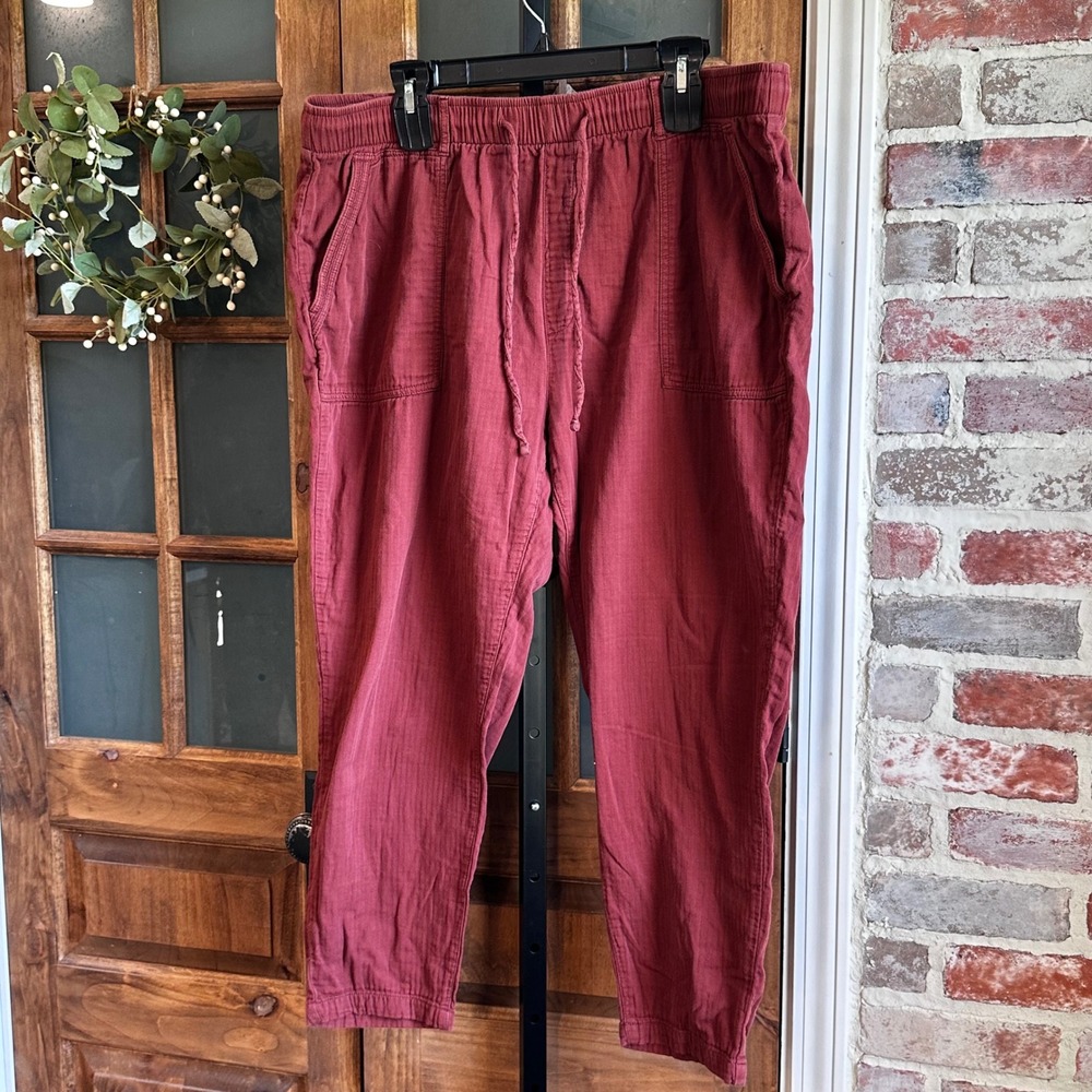 Old Navy Textured Pants Women Copper Moon Rust Cotton Coastal Grandma Boho XL